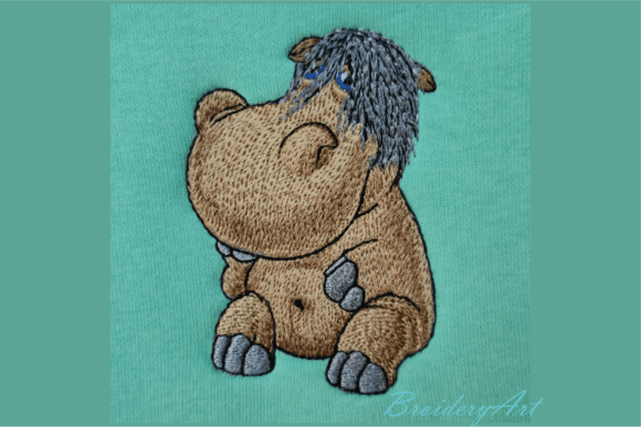 Animal Hippopotamus: A Charming Digital Embroidery Design for Personalized Gifts