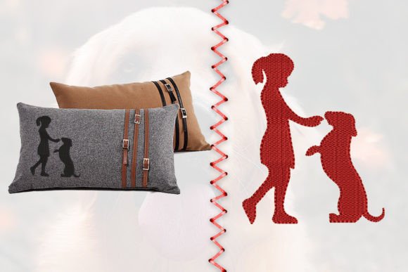 Girl and Dog: A Thoughtful Embroidery Design for Meaningful Gifts