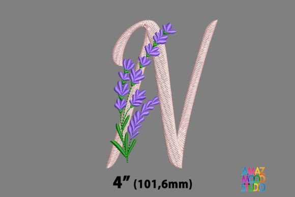 Letter N Floral Lavender Monogram