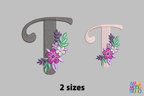 Letter T Floral Monogram