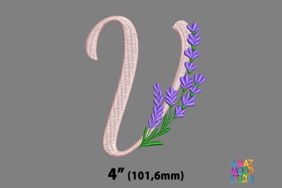 Letter V Floral Lavender Monogram