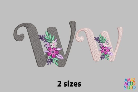 Letter W Floral Monogram