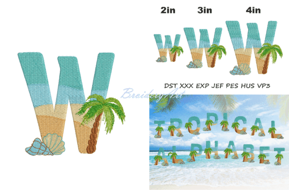 Tropical Font W: A Craft Fair-Ready Embroidery Letter