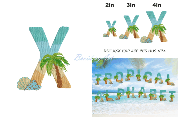 Tropical Font X: A Hand-Embroidered Touch of Summer Joy
