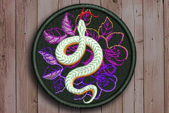 White Snake: Elegant Seasonal Embroidery for Holiday Gifts